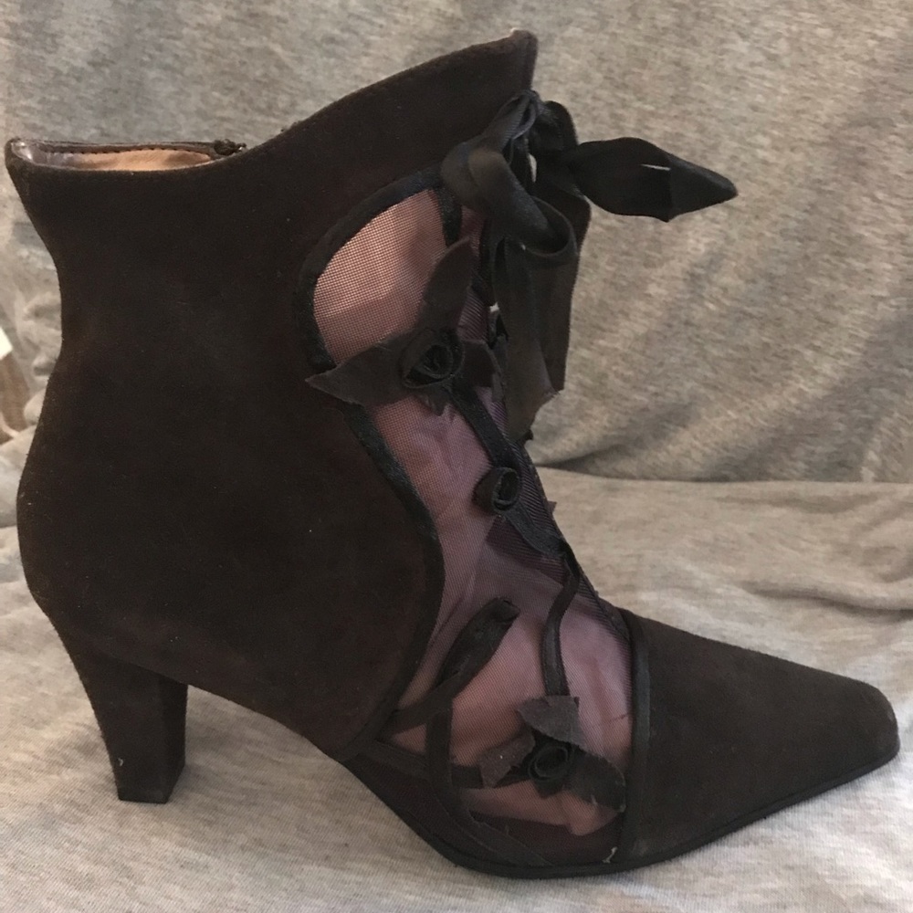 Bellini Nadine Sheer Brown Bootie heels leather NIB